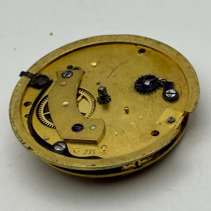Fusee Pocket Watch Movement Antique English Key Wound Parts Repair Spares 35.9mm