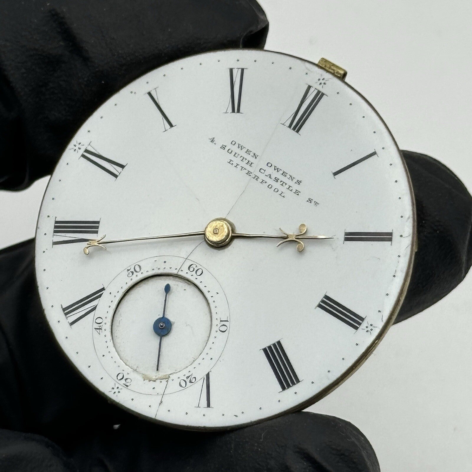 38.3mm Owen Liverpool Quality Fusee Pocket Watch Movement FOR PARTS Restore