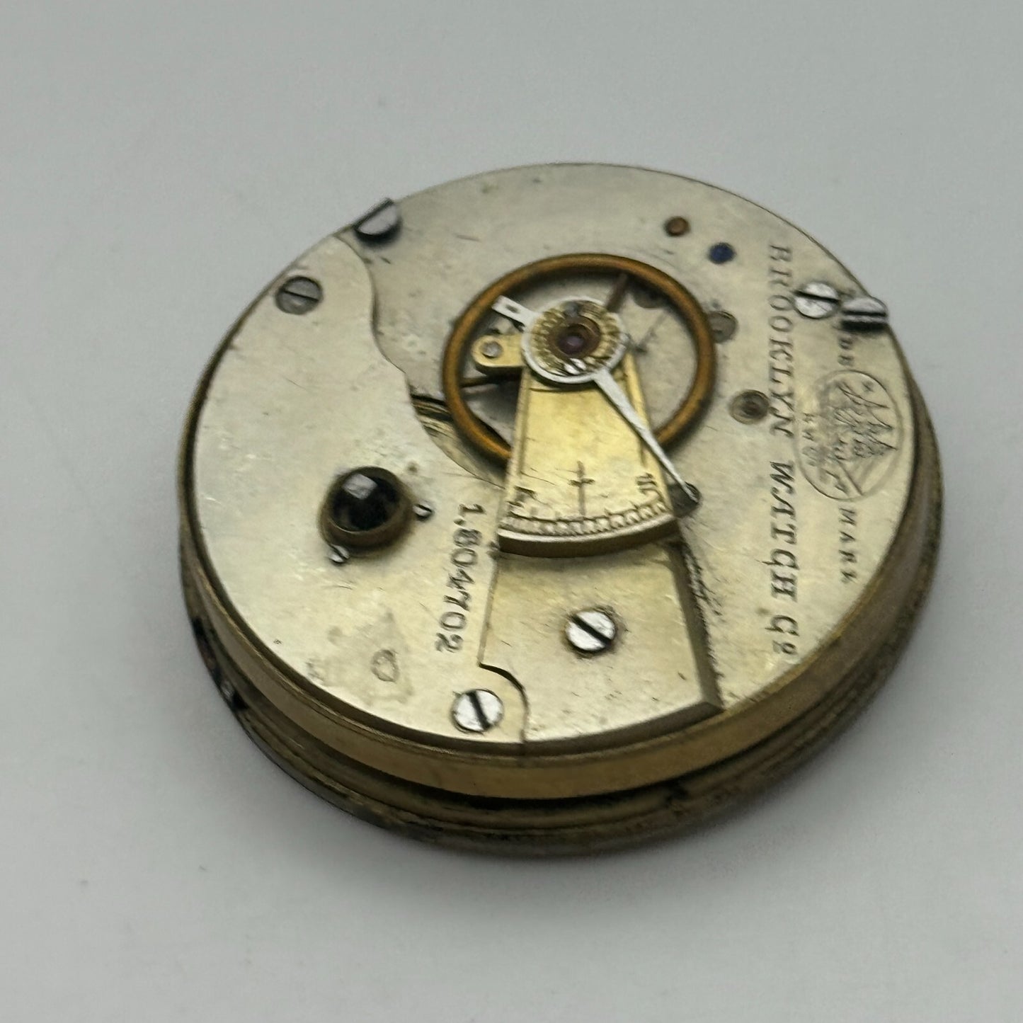45.8mm Antique Brooklyn Watch Co BWC Key Wound Pocket Watch Movement PARTS