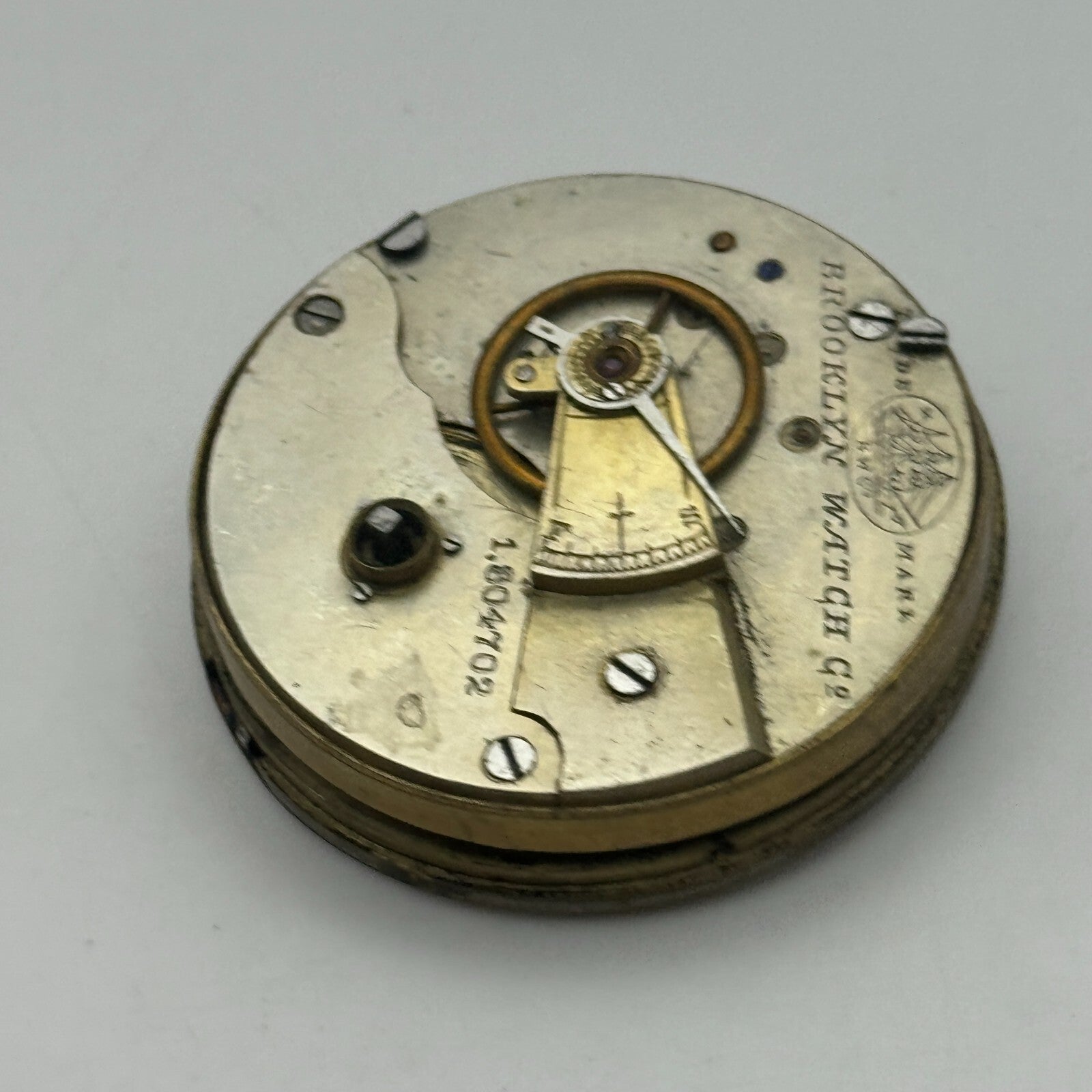 45.8mm Antique Brooklyn Watch Co BWC Key Wound Pocket Watch Movement PARTS