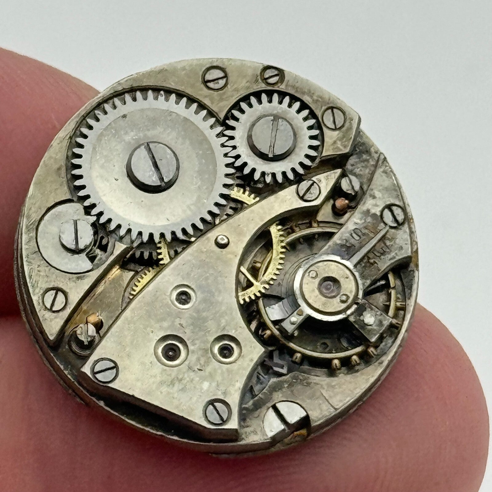 23.6mm Unidentified Porcelain Dial Trench Watch Movement Manual Wind FOR PARTS