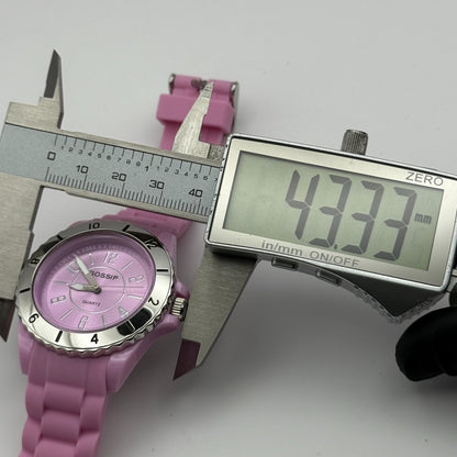 Gossip Ladies Quartz Watch Pink Dial Silver Tone Bezel Japan Working 39mm