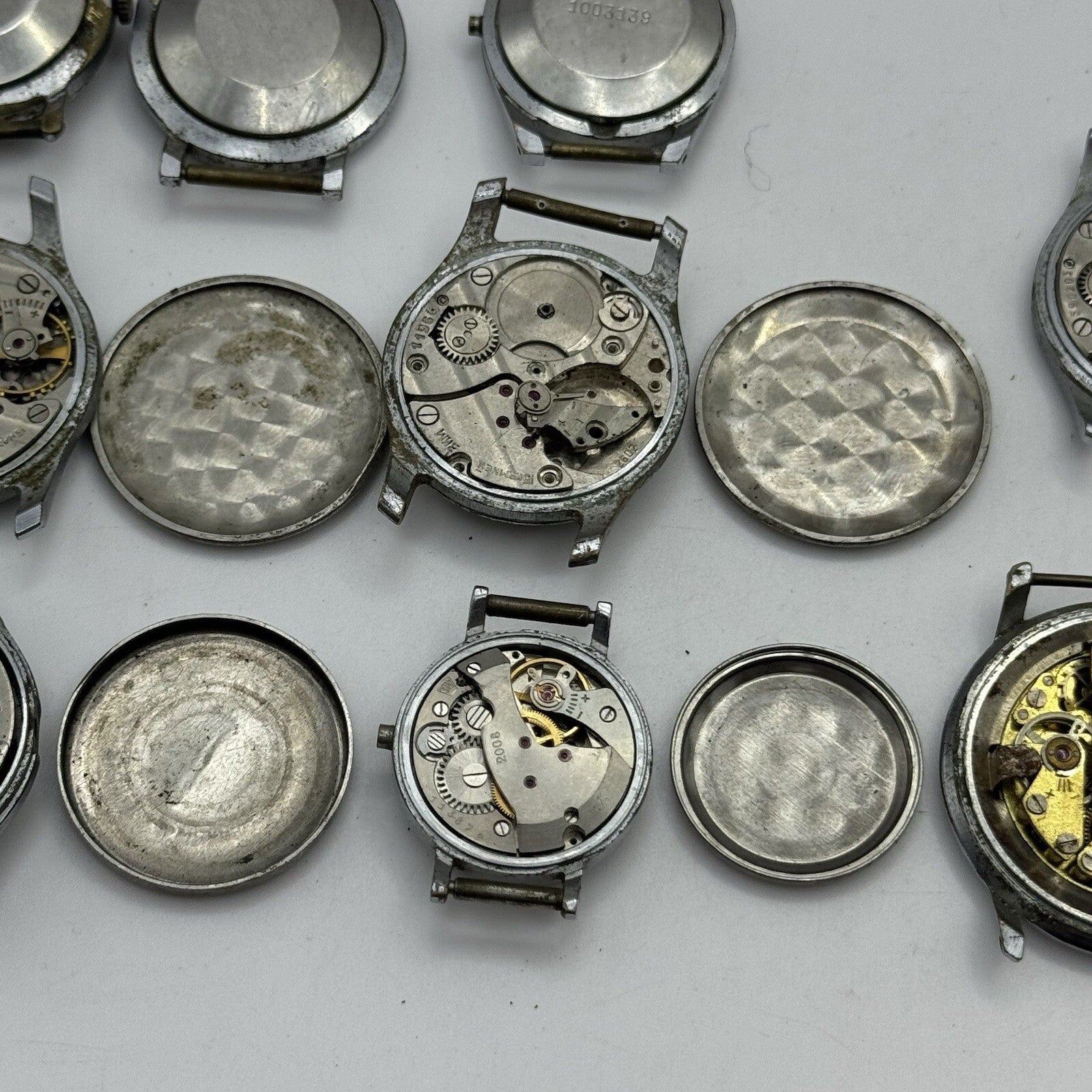 10 x Vintage Soviet Manual Wind Watch Heads For Parts Repair Job Lot Bundle