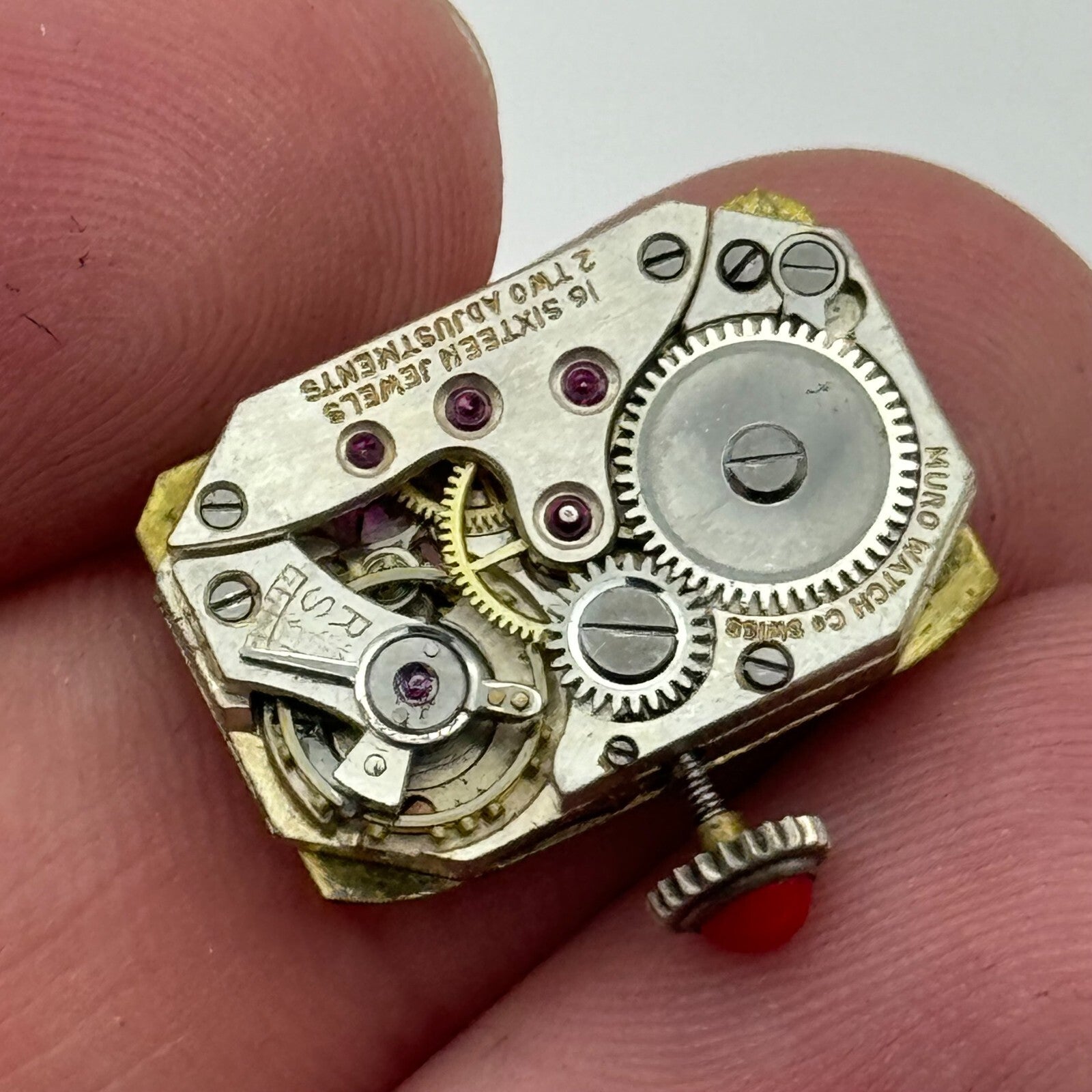 13mm Running Muro Watch Co Art Deco Manual Wind Red Crown Watch Movement PARTS