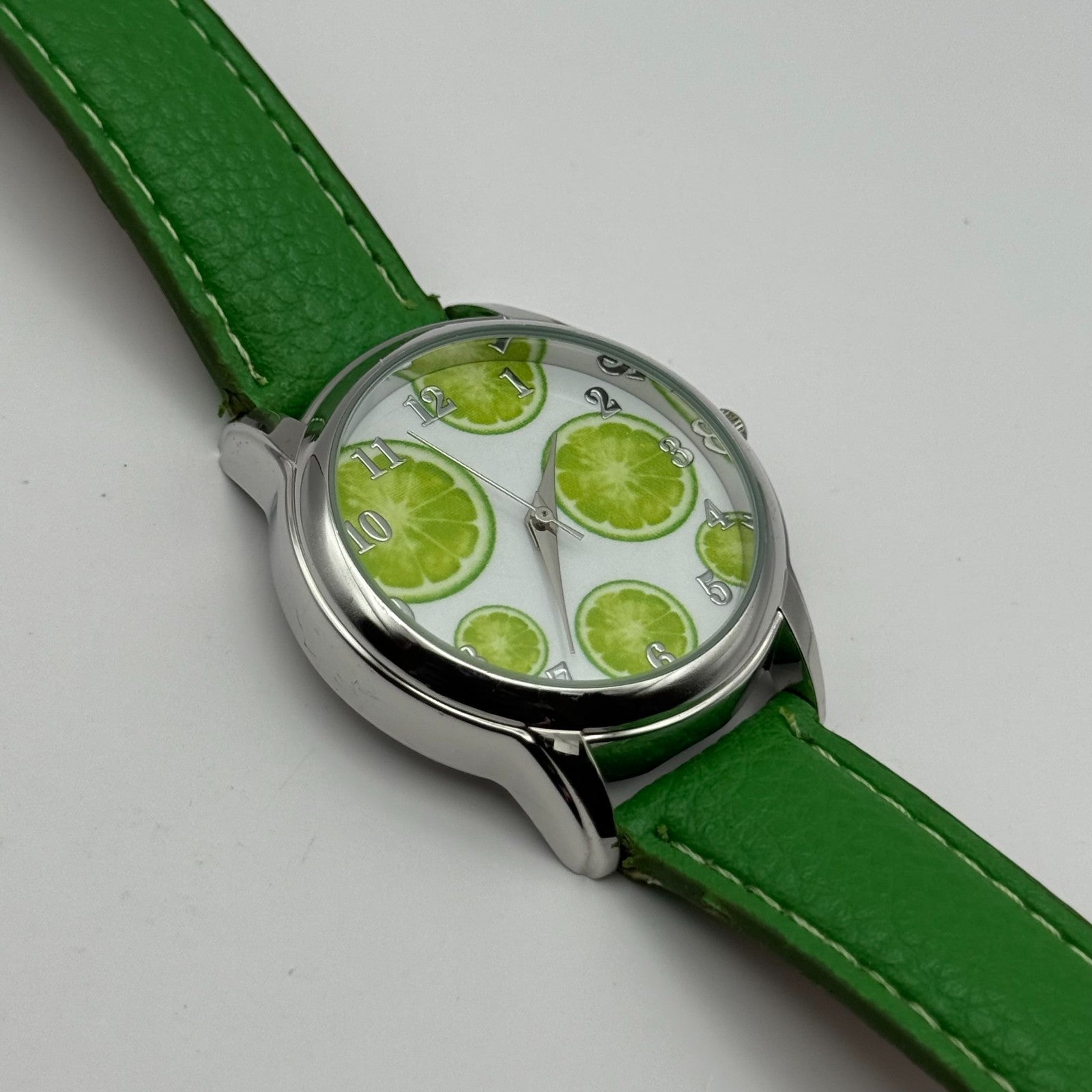 Eve Mon Crios Ladies Quartz Watch Lime Slice Dial Green Strap Japan Working 36mm