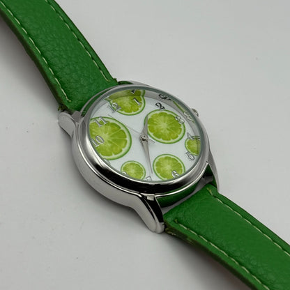 Eve Mon Crios Ladies Quartz Watch Lime Slice Dial Green Strap Japan Working 36mm