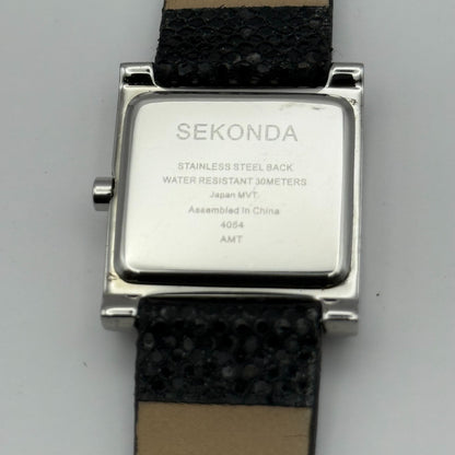 Sekonda Ladies Quartz Watch Black Dial Crystal Accents Bezel Japan Working 25mm