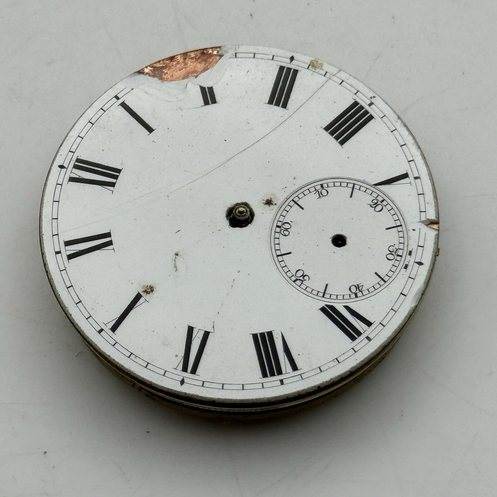 40.8mm Unidentified F & Co Porcelain Dial Pocket Watch Movement FOR PARTS