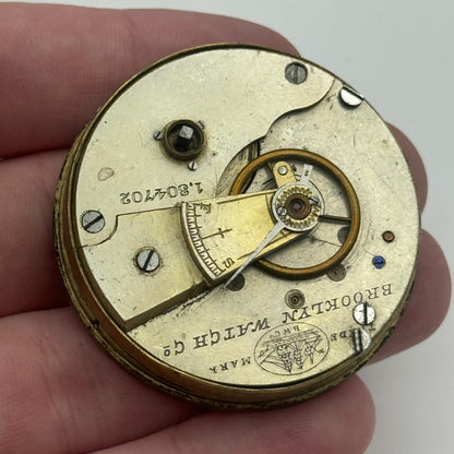 45.8mm Antique Brooklyn Watch Co BWC Key Wound Pocket Watch Movement PARTS