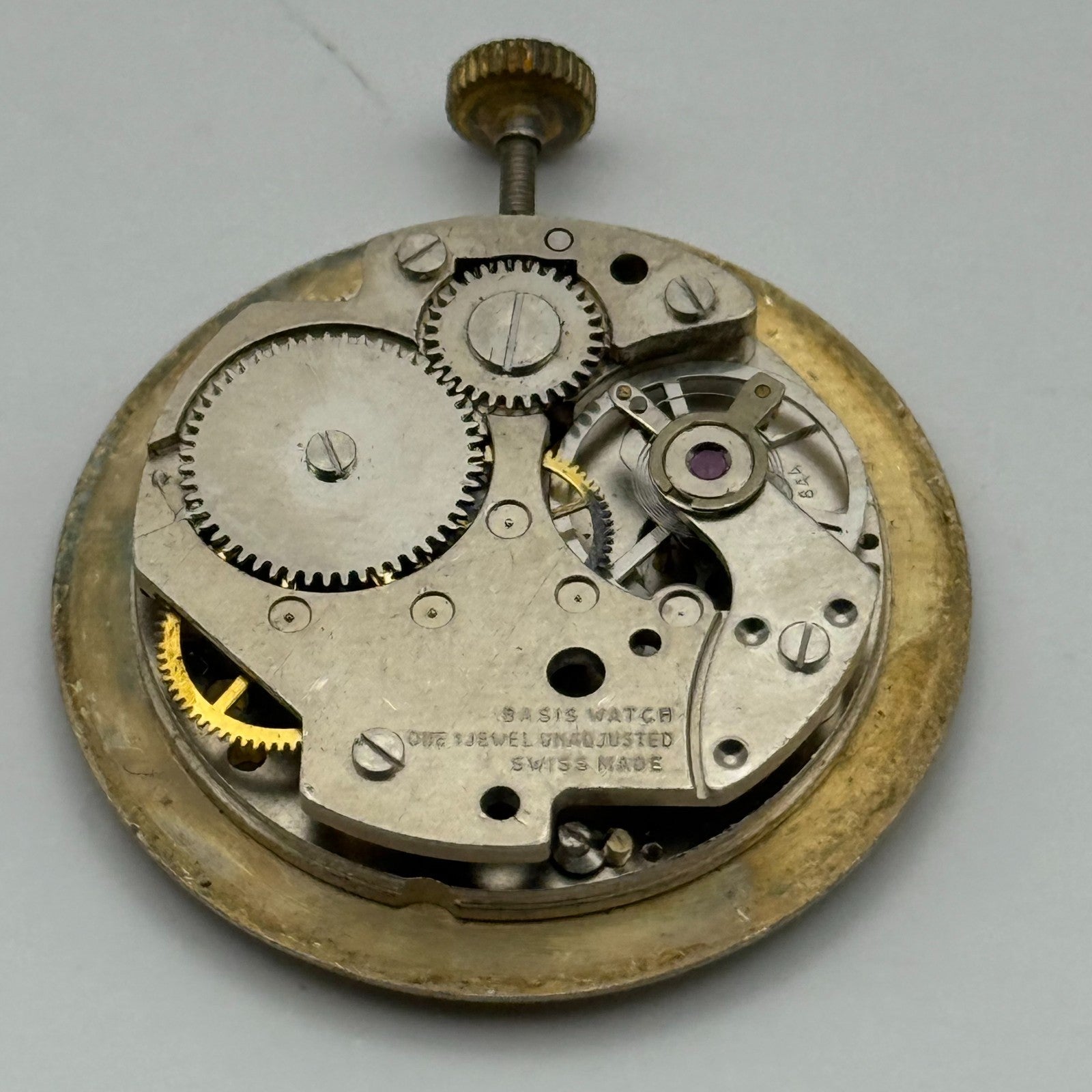BFG 844 Watch Movement Yves Renaud Manual Wind Vintage Swiss Parts Repair 29mm