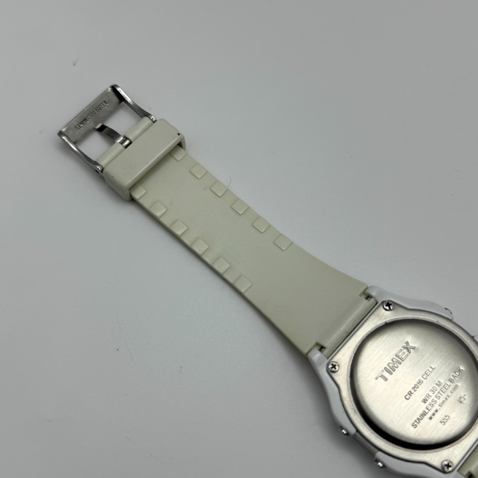 Timex Indiglo Digital Quartz Watch Piano Strap White Black Strap Working 34mm