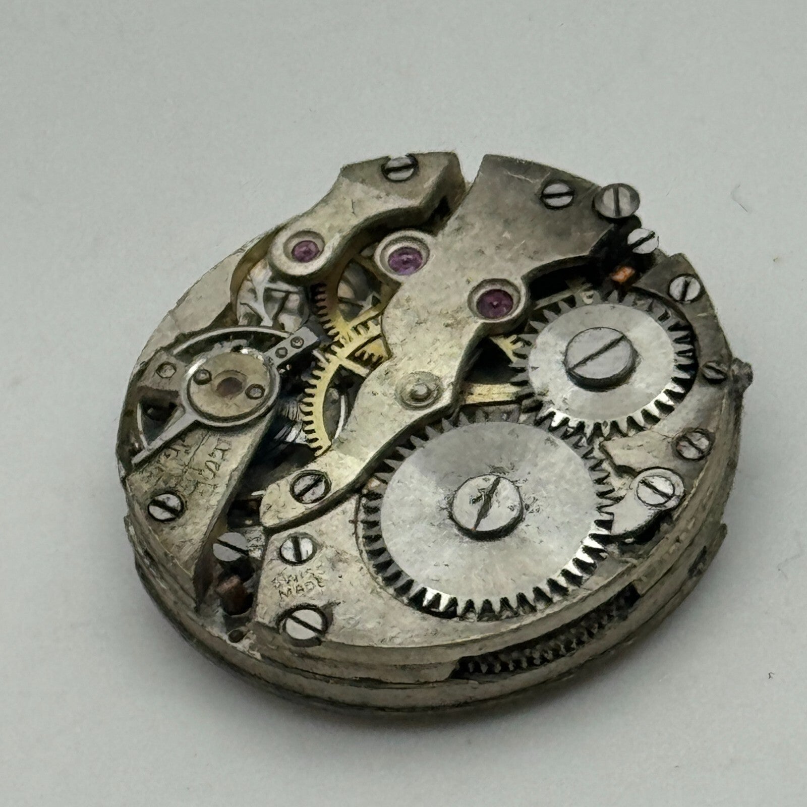 23.7mm Unidentified Swiss Porcelain Dial Trench Watch Movement Manual Wind PARTS