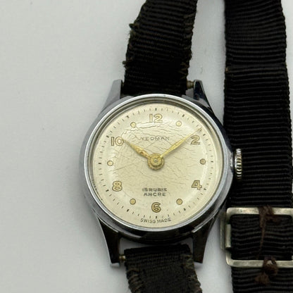 21mm Vintage Yeoman 15 Rubis Ladies Art Deco Fabric Strap Manual Watch PARTS