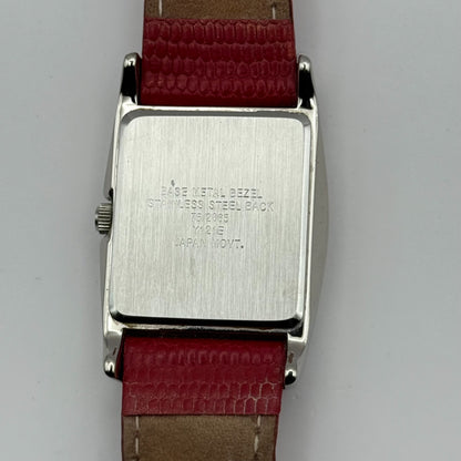 Armitron Now Ladies Quartz Watch Black Dial Red Leather Strap Japan Working 27mm