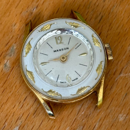 25mm Vintage Manson Patterned Flower Bezel Swiss Manual Basis Watch ZZ PARTS