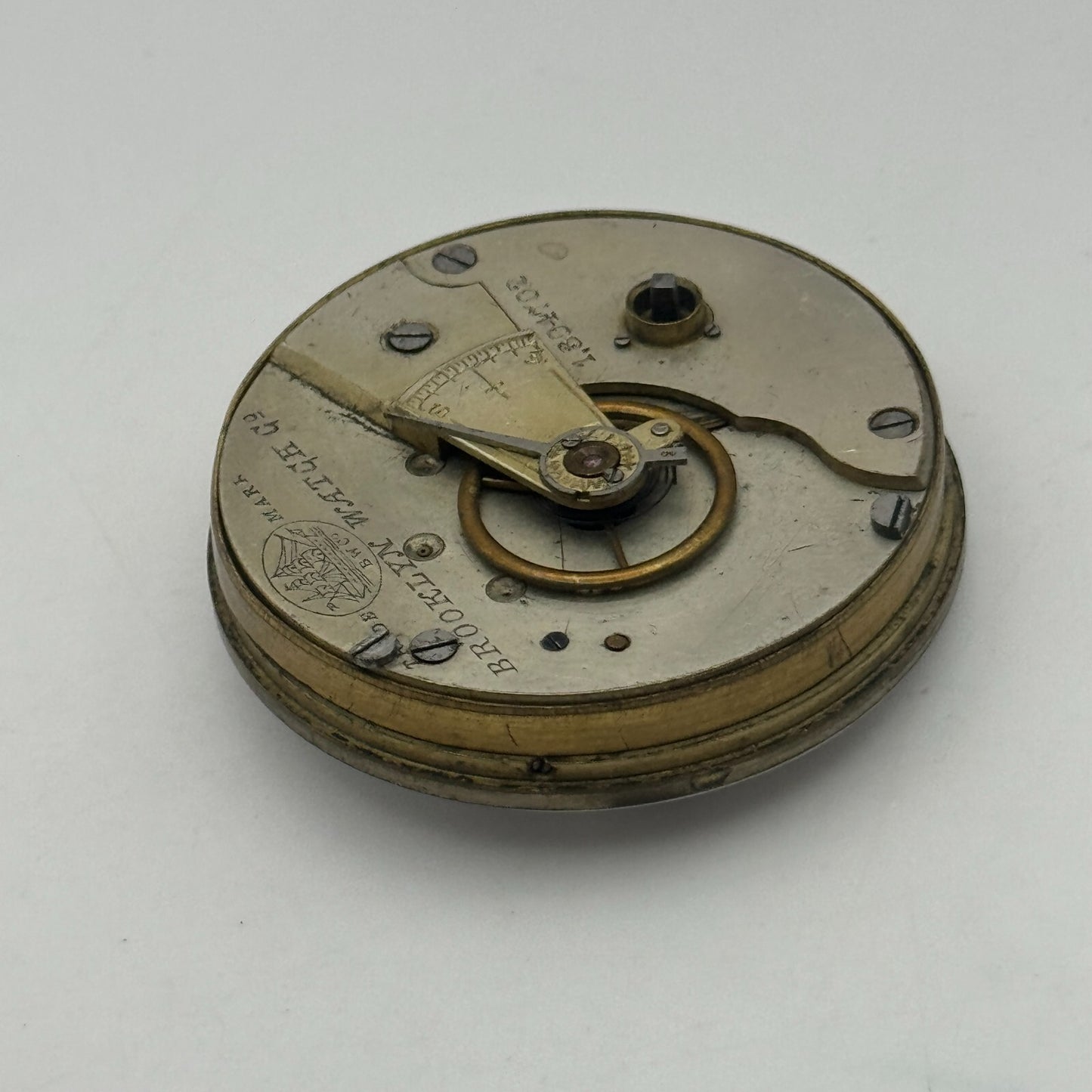 45.8mm Antique Brooklyn Watch Co BWC Key Wound Pocket Watch Movement PARTS