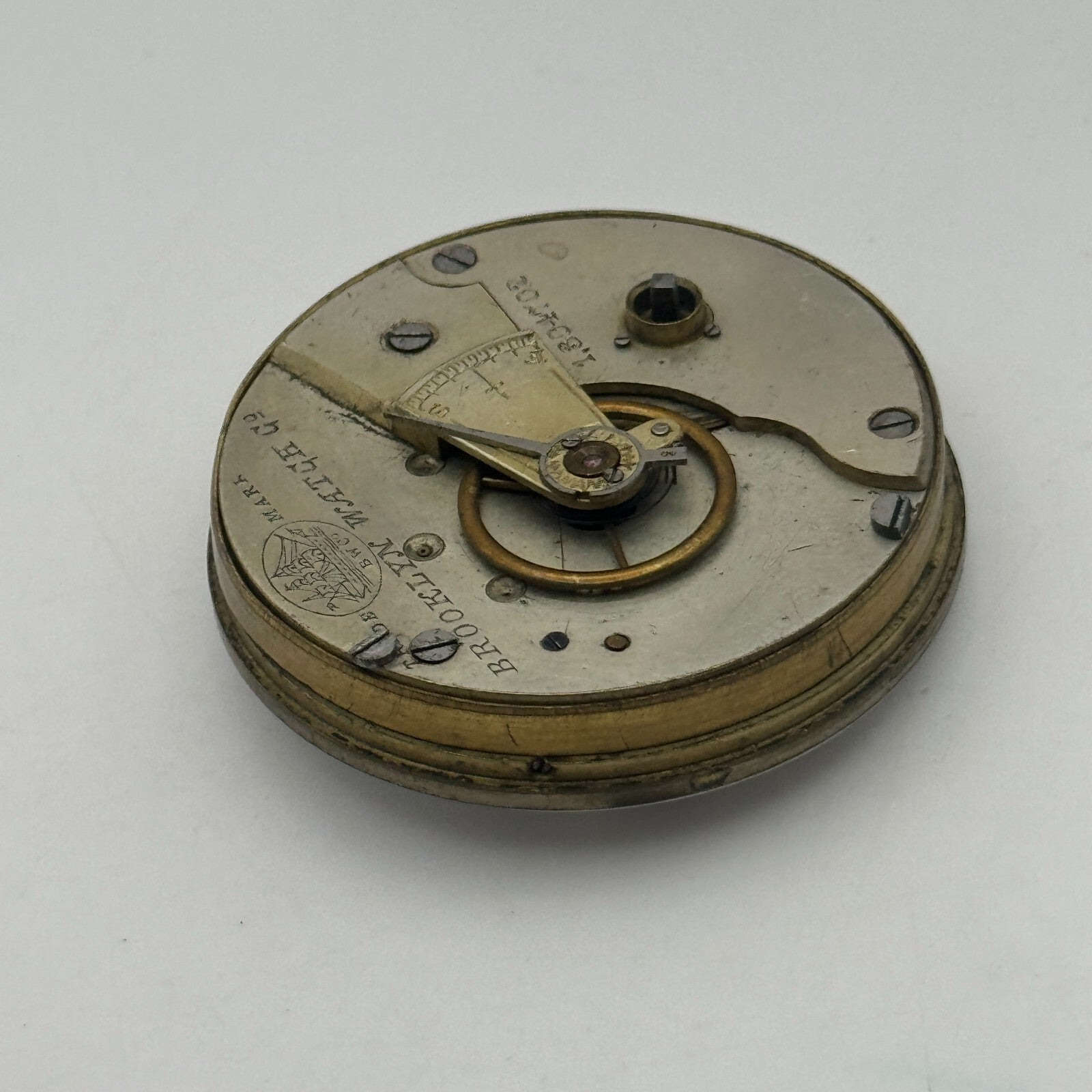 45.8mm Antique Brooklyn Watch Co BWC Key Wound Pocket Watch Movement PARTS