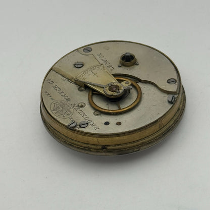 45.8mm Antique Brooklyn Watch Co BWC Key Wound Pocket Watch Movement PARTS