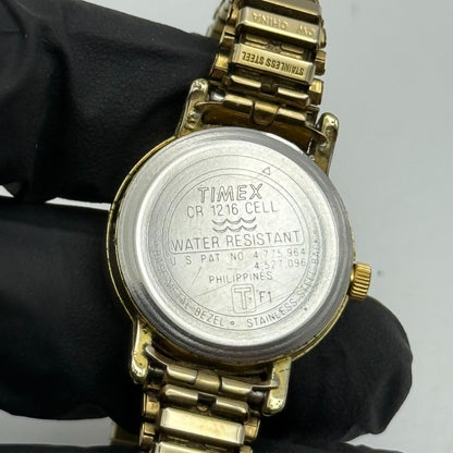 23mm Working Vintage Ladies Timex Indiglo Gold Plated Quartz Watch New Battery