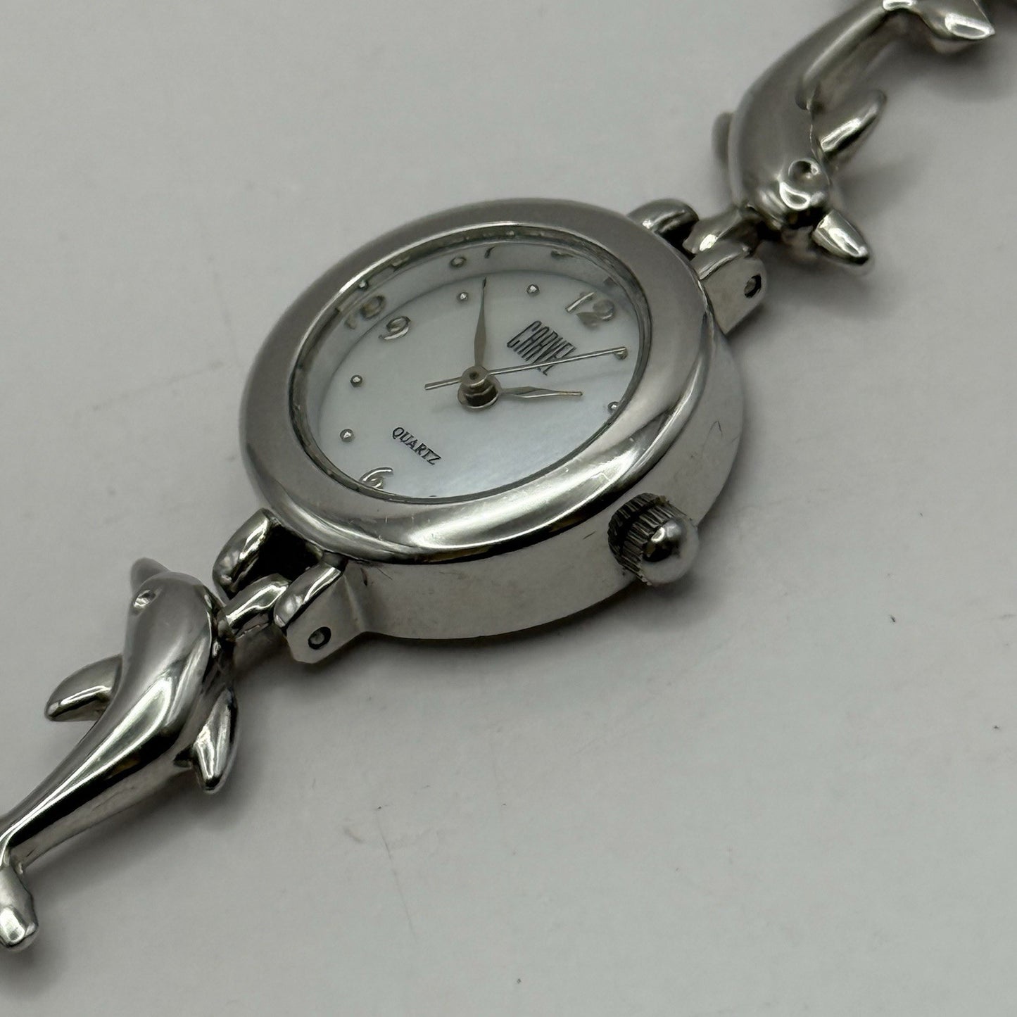 22mm Working Ladies Carvel Dolphin Stainless Steel Quartz Watch 5.75 Inches