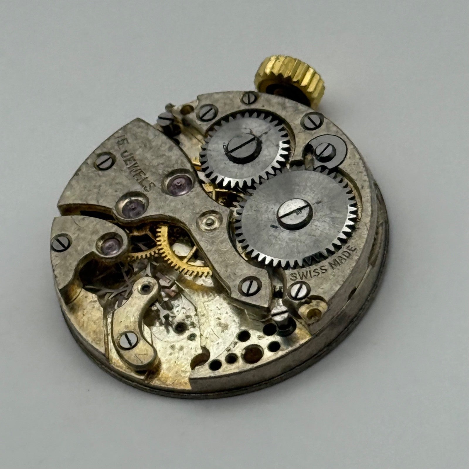 Maru 15 Jewels Watch Movement Manual Wind Vintage Incomplete Parts Repair 23.6mm
