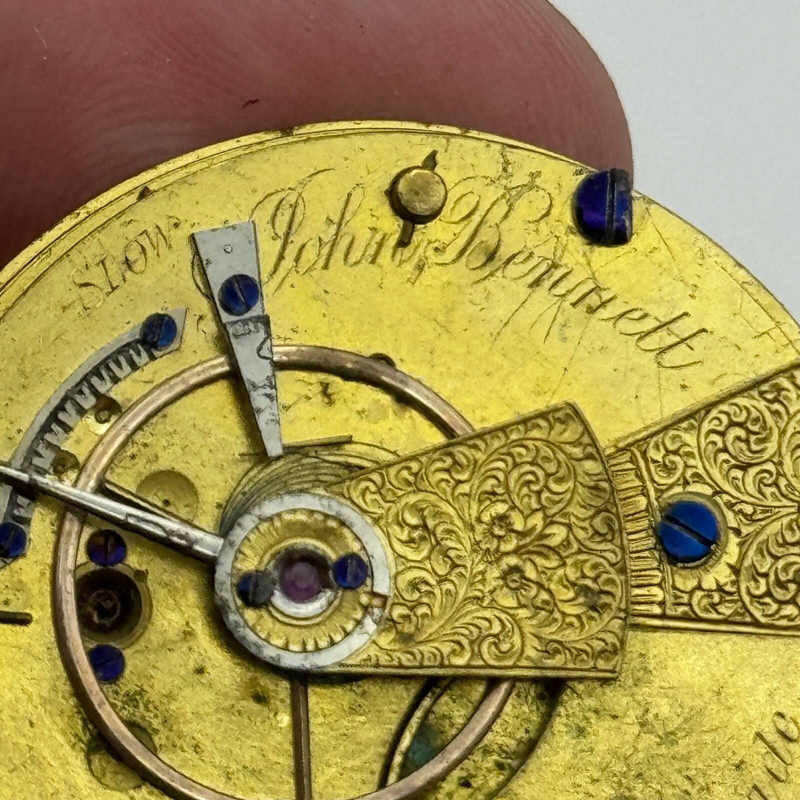 36mm John Bennett Cheapside London Antique Key Wound Pocket Watch Movement PARTS