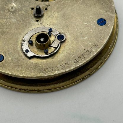 47.6mm Antique Muret Geneve Key Wound Pocket Watch Movement PARTS REPAIR SPARES