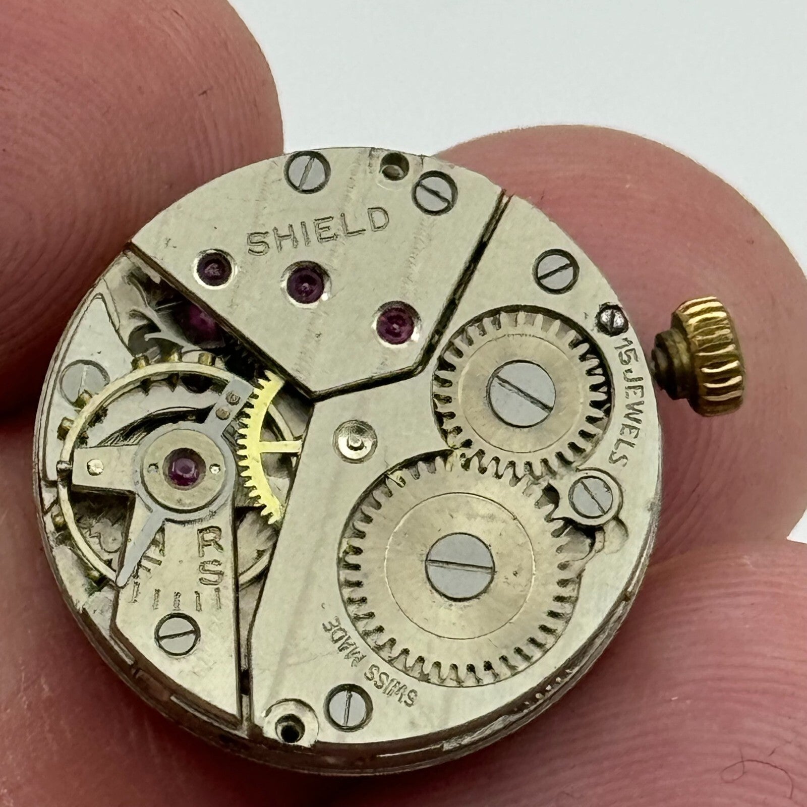 19.7mm Shield Peseux P 220 Manual Wind Swiss Made 15 Jewels Watch Movement PARTS
