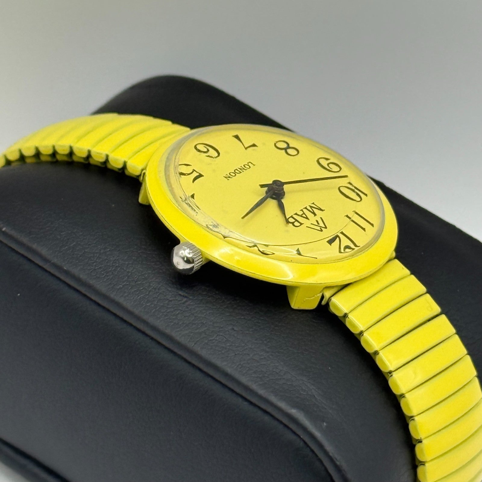 MAB Ladies Yellow Quartz Watch Stretch Band London Working 29mm New Battery