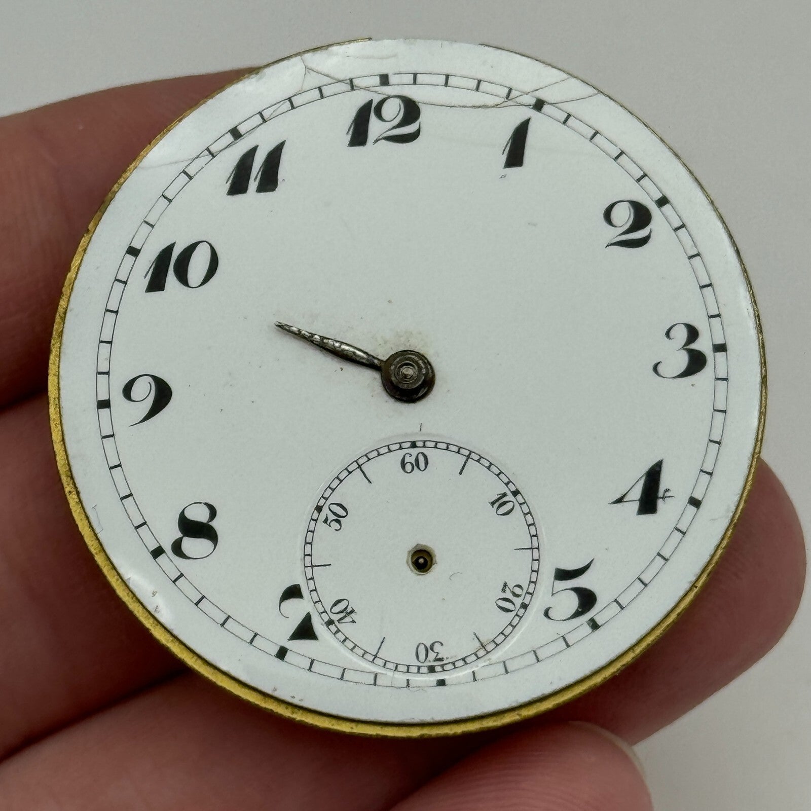 42.7mm Unidentified Swiss Sub Seconds Open Face Pocket Watch Movement PARTS