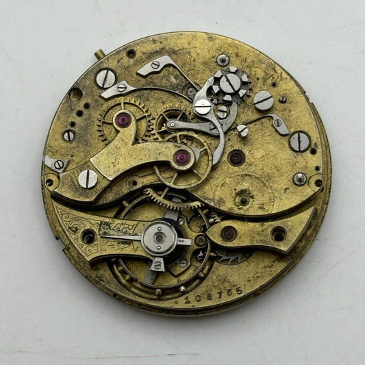 42.9mm Unidentified Chronograph Pocket Watch Movement FOR PARTS Restoration
