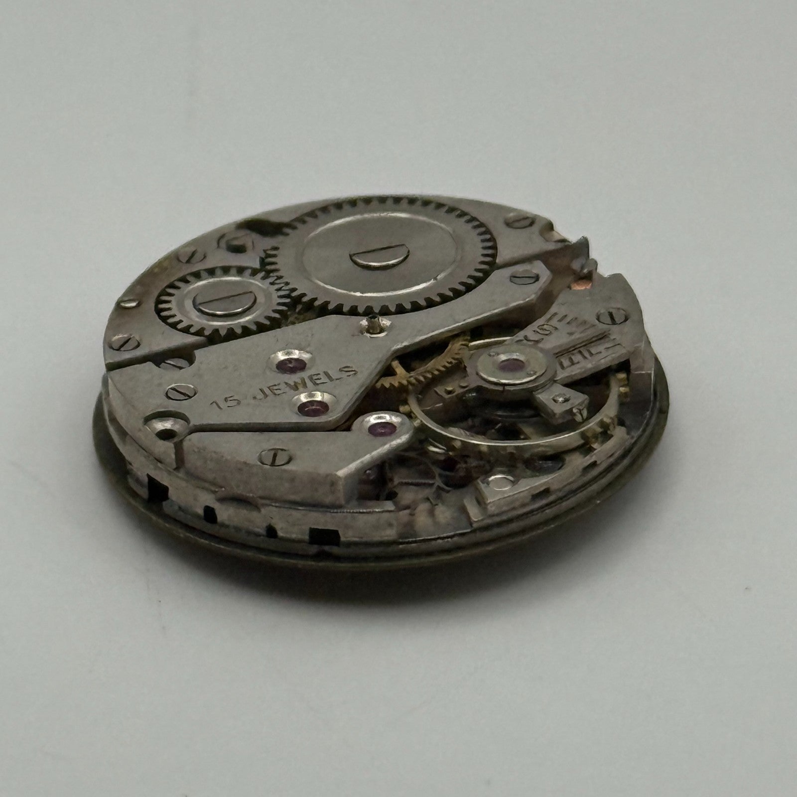 John Elkan Ltd London Watch Movement Manual Wind Vintage 15 Jewels Parts 24.4mm