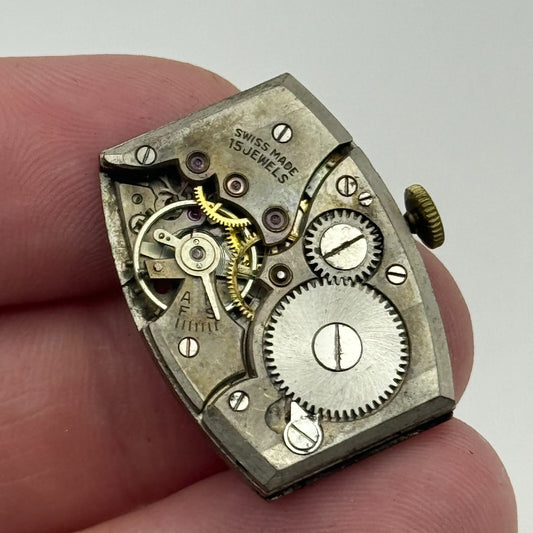 20mm Running Record RWT Tank Watch Movement Manual Wind 15 Jewels Swiss PARTS