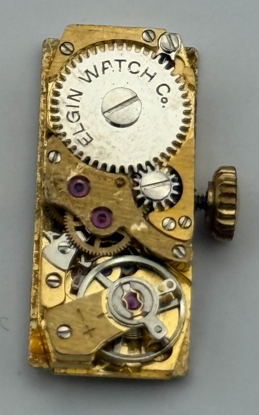 FHF 59-21 Elgin Baguette Watch Movement Manual Wind Vintage Parts Repair 8.8mm