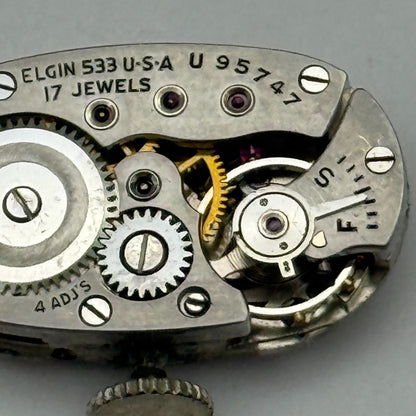 Elgin De Luxe Grade 533 Model 2 1947 Vintage Watch Movement 21/0s Parts Repair