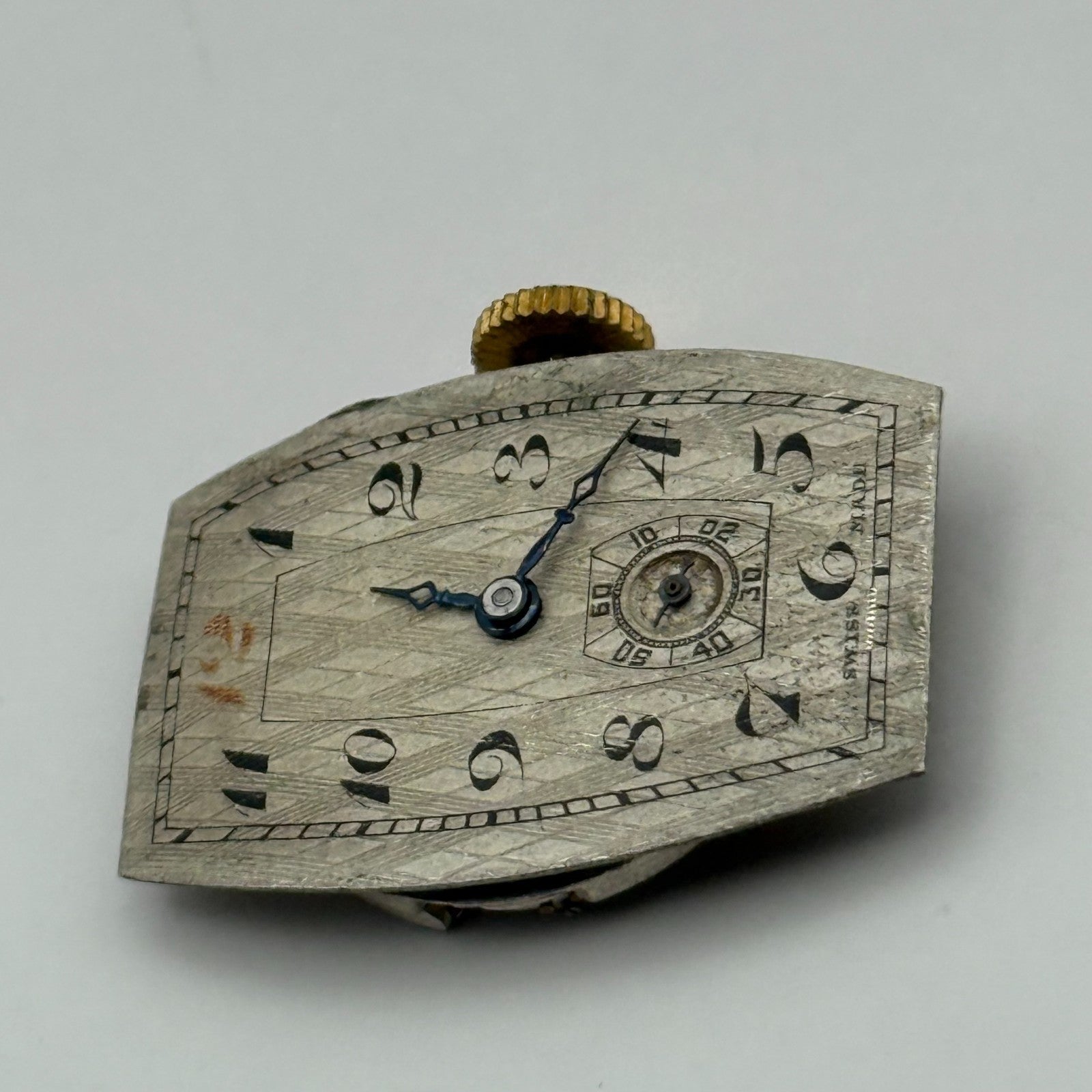 Art Deco 15 Jewels Swiss Sub Seconds Watch Movement Manual Wind Parts 19.6mm