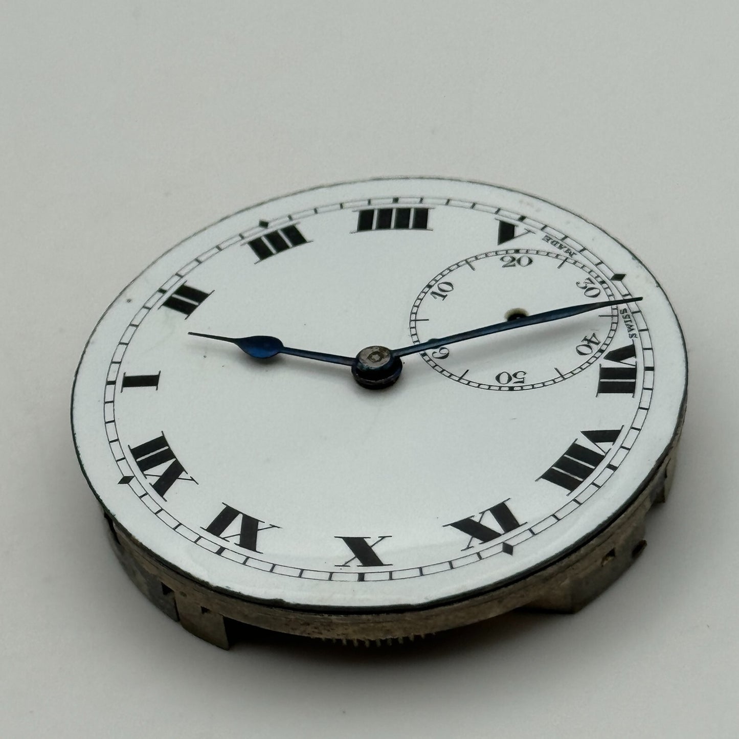43.3mm Unidentified Open Face Swiss Balance Ok Pocket Watch Movement PARTS