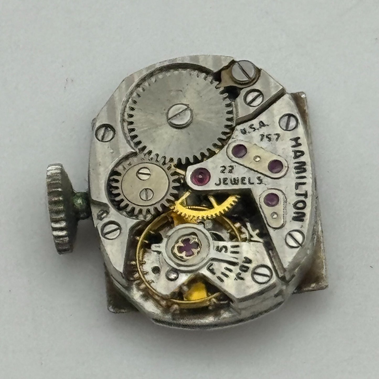 12.7mm Ladies Hamilton Cal 757 Manual Wind 22 Jewels Swiss Watch Movement PARTS