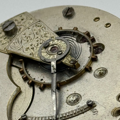 45.7mm Antique H Samuel Fleurier Key Wound Pocket Watch Movement PARTS REPAIR