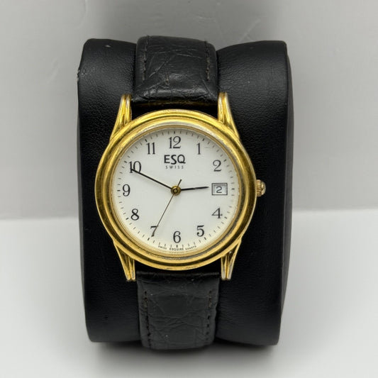 Working Esquire ESQ 300328 Date Swiss 33mm Quartz Watch New Battery Adjustable