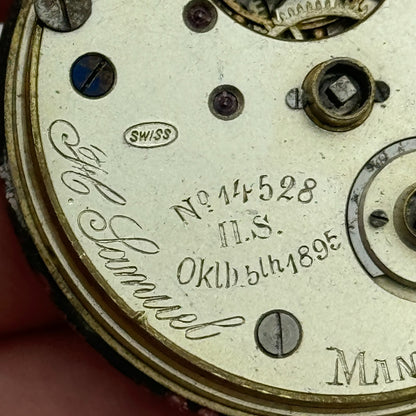 44.1mm Antique H Samuel Manchester Patent Balance Pocket Watch Movement PARTS
