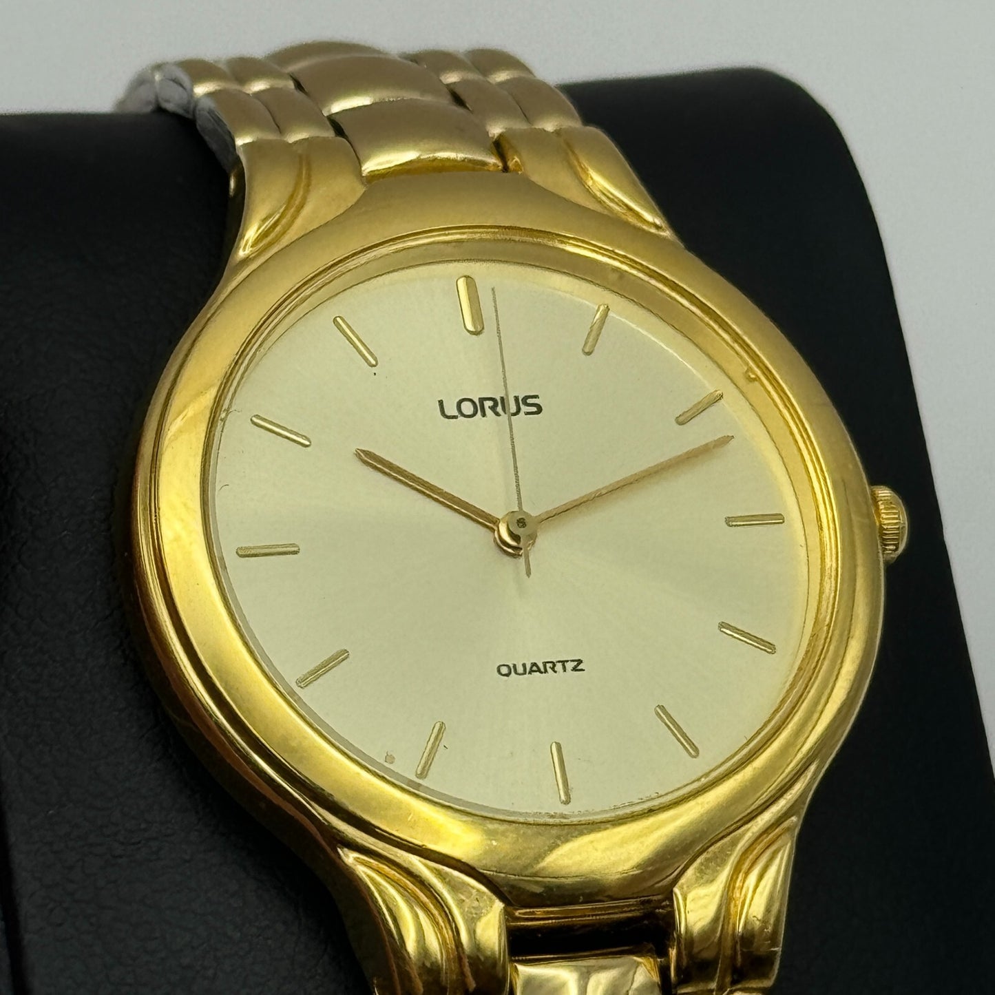 32mm Working Lorus V501-6J10 Quartz Watch Gold Tone New Battery 7.5 Inches