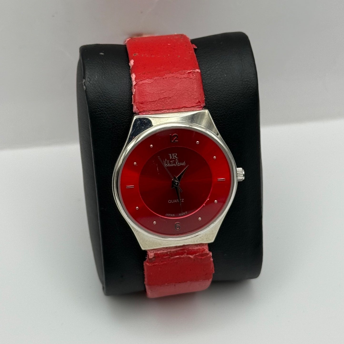 32mm Working Valentin Ramos Ladies 32mm Quartz Watch Needs New Strap Red Dial