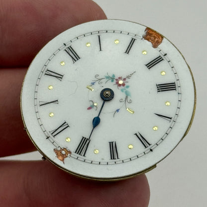 36.1mm Antique Beautiful Porcelain Dial Key Wound Pocket Watch Movement PARTS