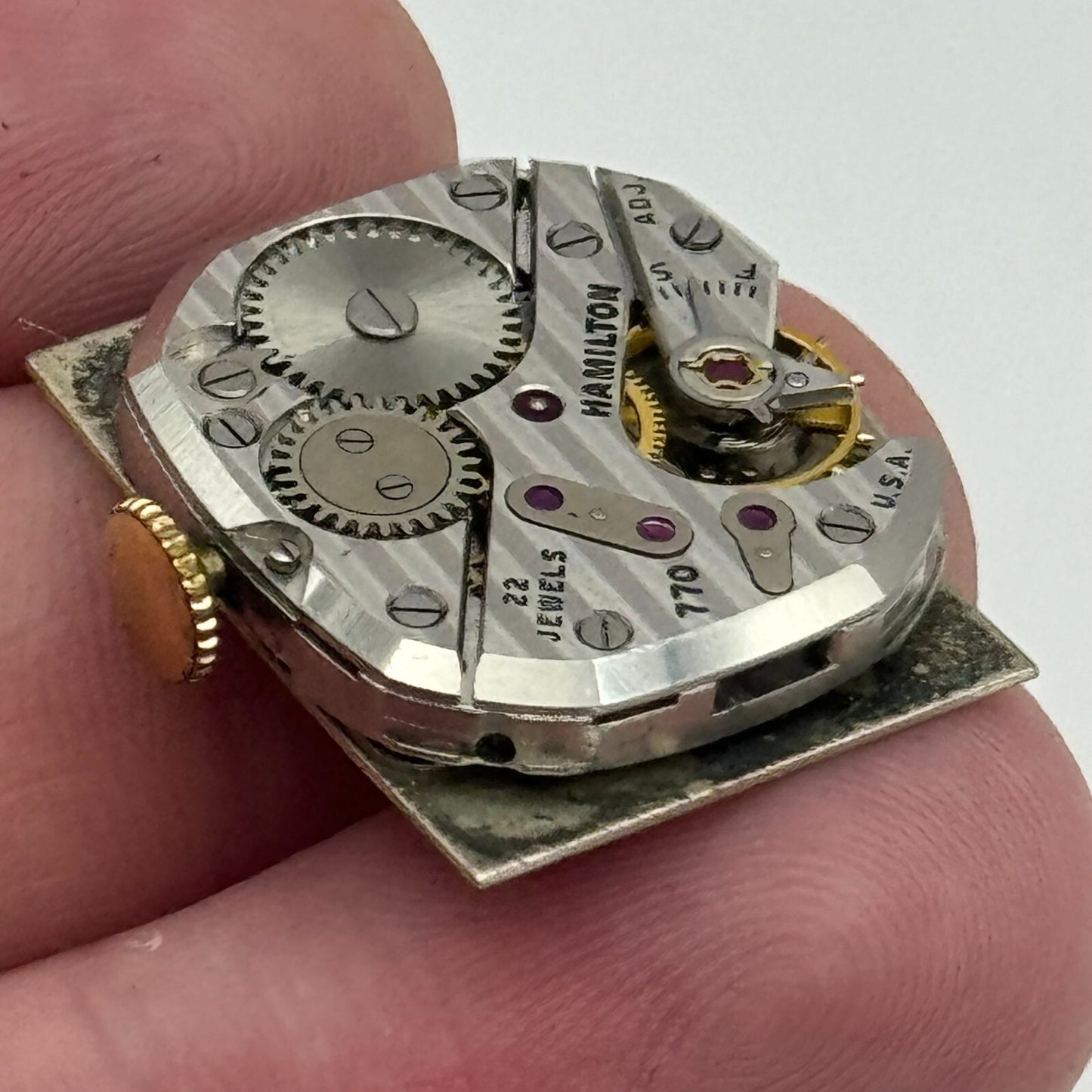 20.4mm Running Hamilton Cal 770 Manual Wind 22 Jewels USA Watch Movement PARTS