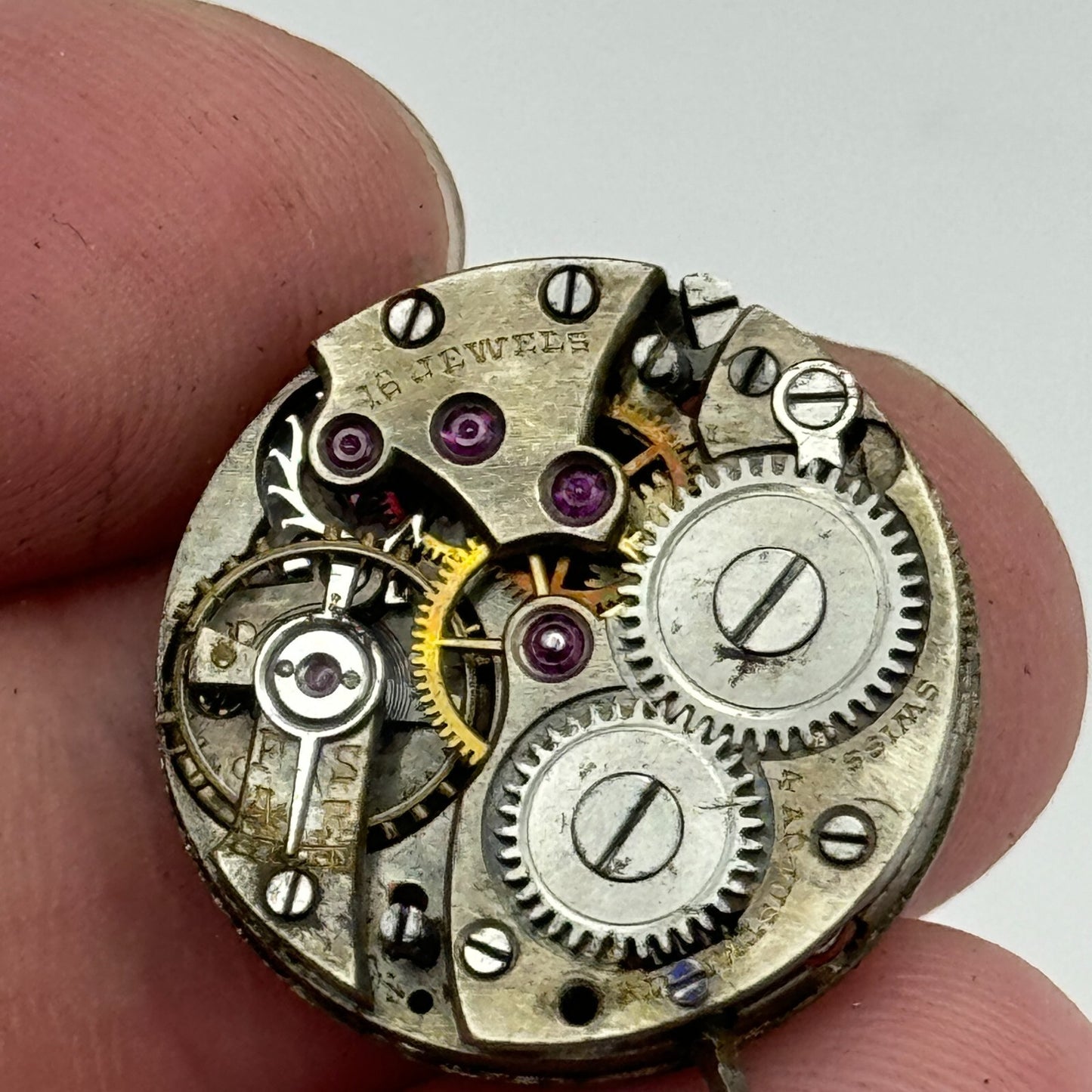 21.4mm Unidentified Interesting 15 Jewels Manual Wind Swiss Watch Movement PART
