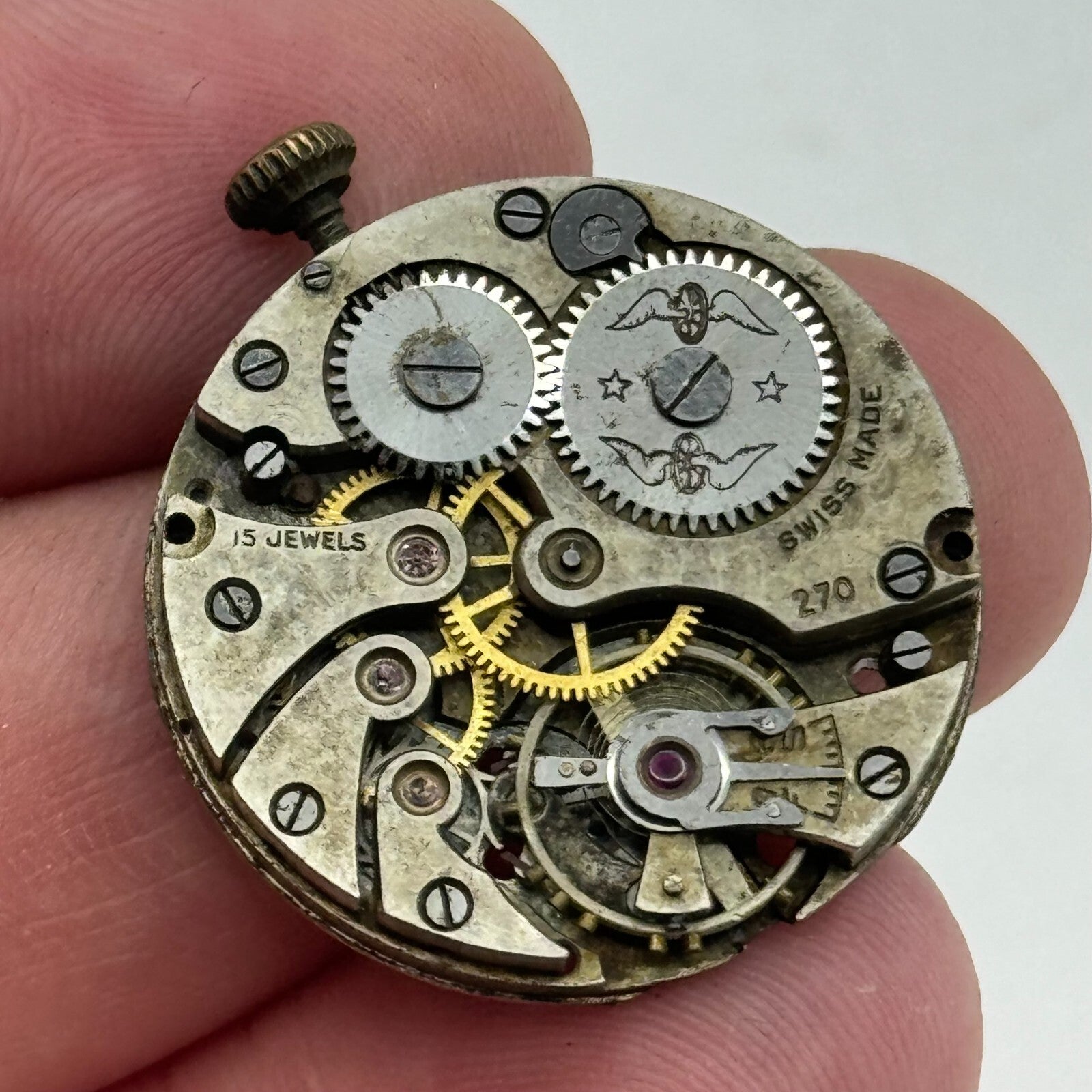 27mm Mens Rotary AS 554 Trench Watch Manual Wind 15 Jewels Movement PARTS SPARES