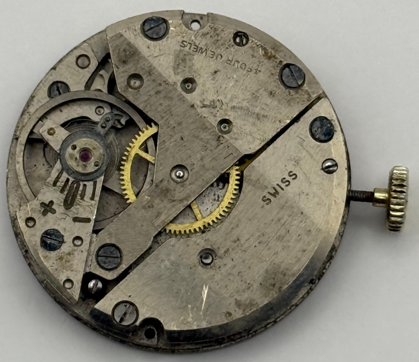 Amida 542 Watch Movement Manual Wind Vintage Swiss 4 Jewels Parts Repair 27mm