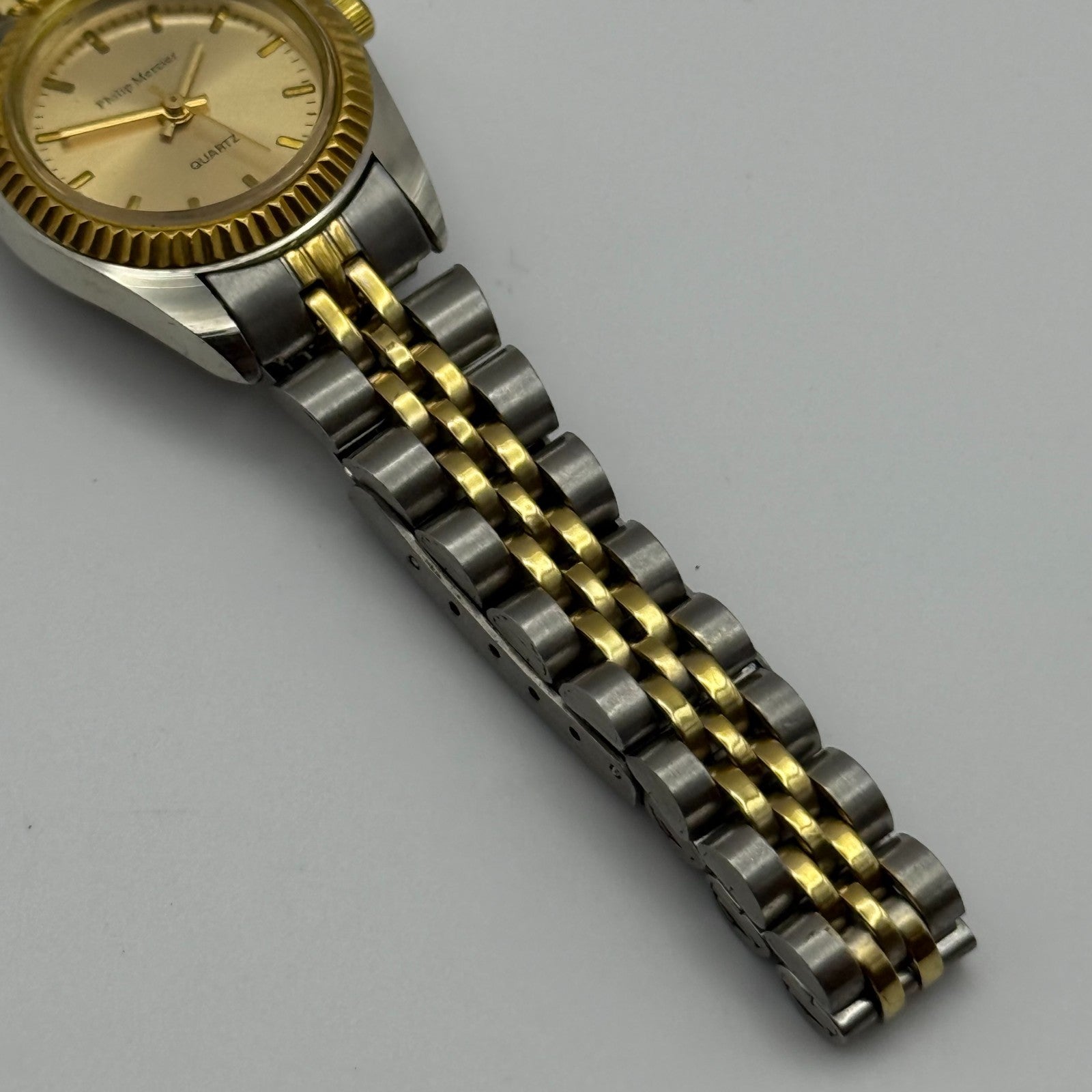 24mm Working Ladies Philip Mercier L123L Two Tone Quartz Watch 6.75 Inches