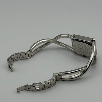 Avon Ladies Quartz Watch Black Square Dial Silver Tone Bracelet Working 19mm